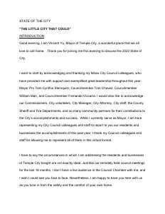 First page of templecityca.gov/…/17550/Transcript_State-of-the-City-2022